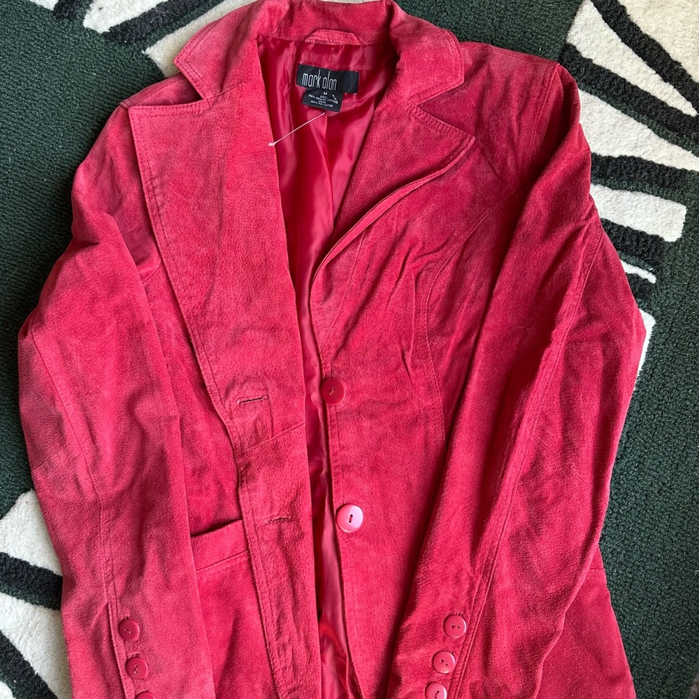 Women's Red leather suede Blazer Jacket